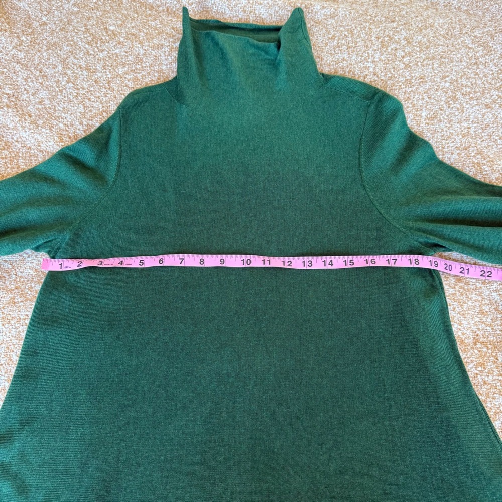 Eileen Fisher Green Merino Wool Blend Turtleneck Tunic Sweater Medium Cozy - Picture 6 of 7